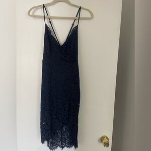 Lulu's Midnight Blue Lace Midi Dress